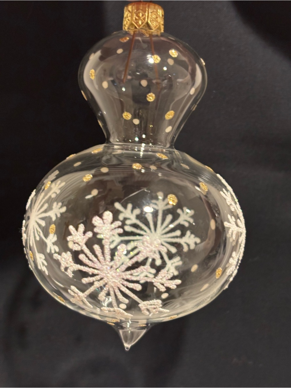 Glass Snowflake Ornament with Gold Accents - Picture 4 of 5